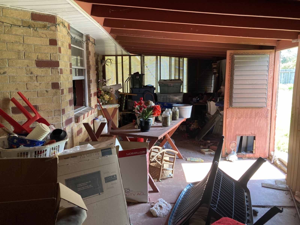 The disorder of a house that is for sale in Corpus Christi, Texas.